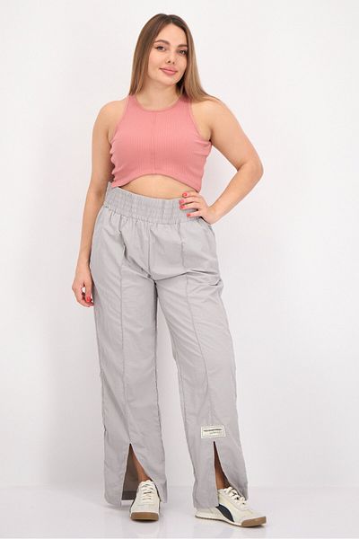 The Giving Movement Women Regular Fit Brand Logo Split Leg Pants, Light Grey
