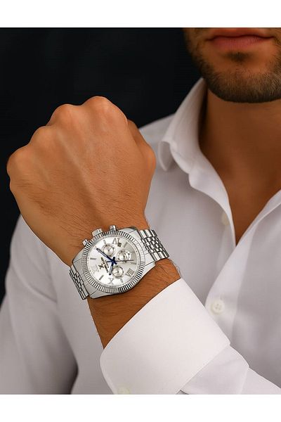 Daniel Klein Brand Silver Color Steel Cord Inner Functions Active Steel Men's Wristwatch - with Bracelet Gift