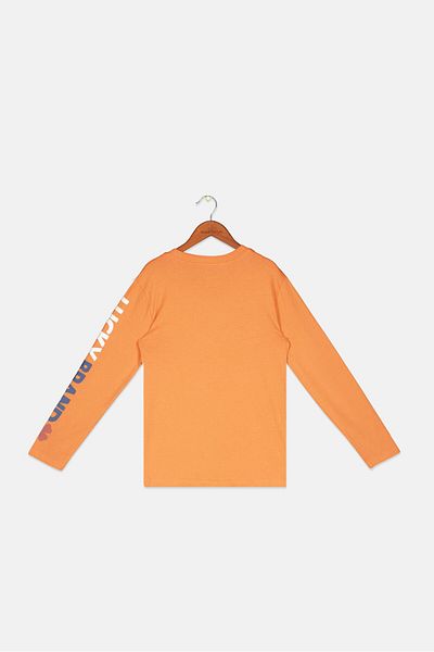LUCKY BRAND Kids Boy Crew Neck Long Sleeves Graphic Print T-shirt, Orange