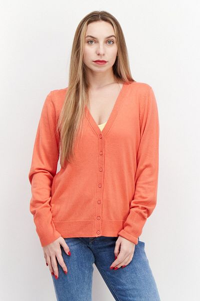 Esprit Women V Neck Knitted Cardigan, Pale Red