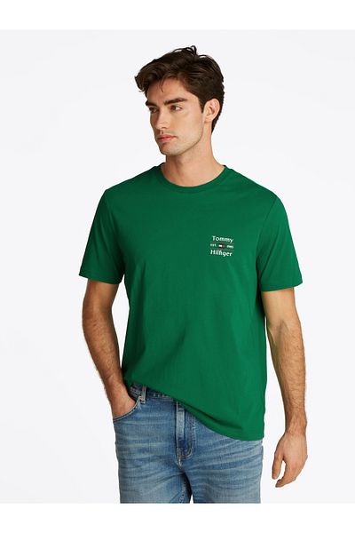 Tommy Hilfiger Tommy Hilfiger Men Nouveau Green Logo Crew Neck T-Shirt