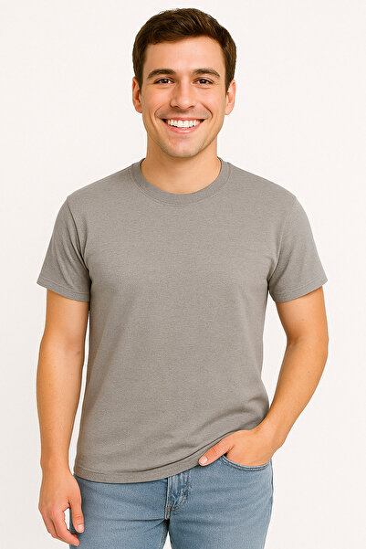 İpek Tekstil 100% Cotton Men T-Shirt Solid Color Basic Combed Cotton Crew Neck