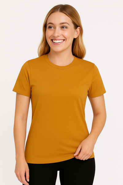 İpek Tekstil 100% Cotton Women's T-Shirt Solid Color Basic Combed Cotton Crew Neck