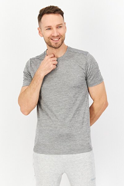 RBX تي شيرت رجالي للتدريب بأكمام قصيرة ومناسب للأداء، رمادي فاتح هيذر