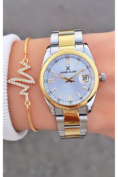 Daniel Klein Yellow Silver Color Small Case Women's Wristwatch