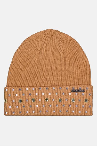 Michael Kors Women Dome Studs And Rhinestone Beanie, Tan