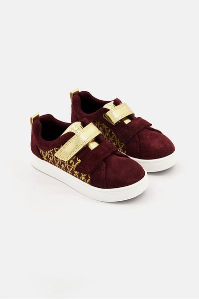 CLARKS Toddlers Unisex Wide Fit Velcro Closure Shoes, Maroon