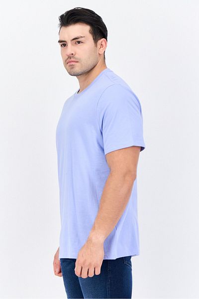 GAP Men Round Neck Short Sleeves Solid T-shirt, Light Blue