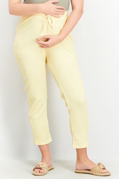 Asos Design Maternity Regular Leg Textured Pants, Lemon
