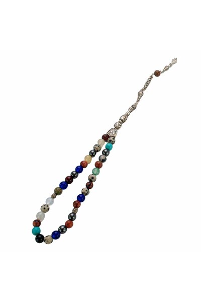 Als Çakra Doğal Taş Tesbih Akik, Opal, Hematit, Jasper, Unakit, Turkuaz, Yıld...