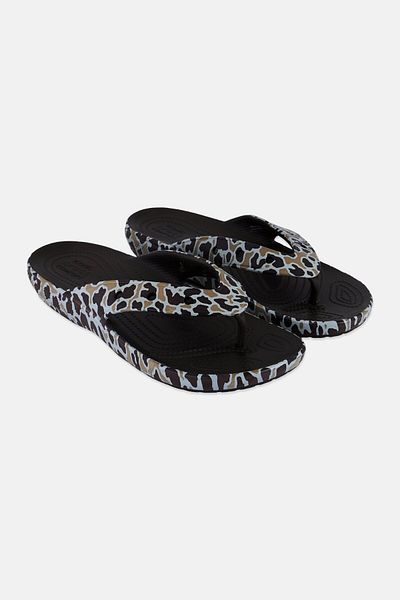 Crocs Men Leopard Slip On Slippers, Dark Brown