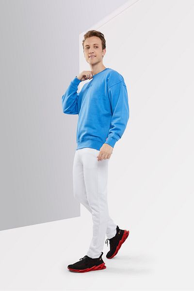DKNY Sport Men Sportswear Fit Crew Neck Long Sleeve Brand Logo Sweatshirt, Blue