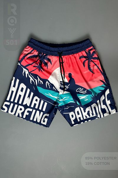ROY501 Men's Swim Shorts Patterned Pocket Zippered Mesh Swim Shorts