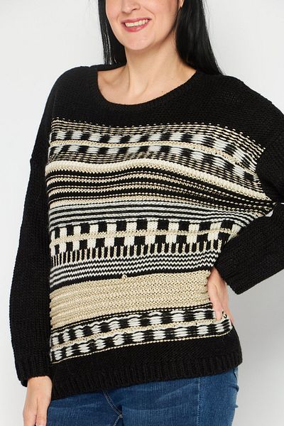 ONE STEP Women Long Sleeve Knitted Sweaters, Black