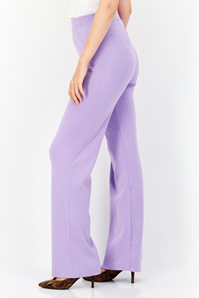 NA-KD Women Straight Textured Pants, Light Purple