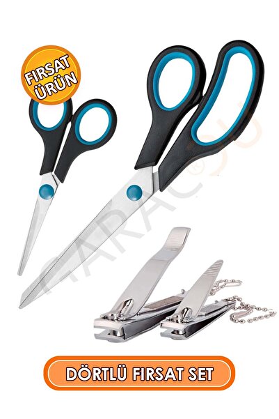 garaccu Paslanmaz Çelik Büyük Boy Börek Makası Küçük Boy Bıyık Makası 2'li Anchor Tırnak Makası Seti