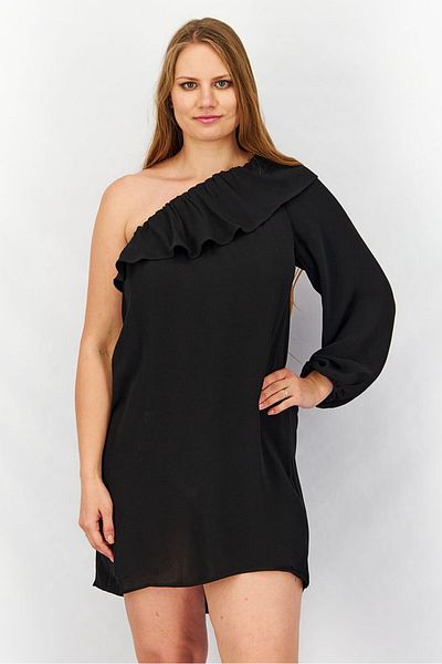 French Connection Women Asymmetrical One Sleeve Mini Dress, Black