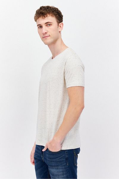 Esprit Men Crew Neck Short Sleeves Splatter T-Shirt, Off White