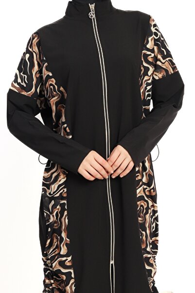 InStyle Curvy Pattern Closed 4 Piece Black Hijab Swimsuit 6218A