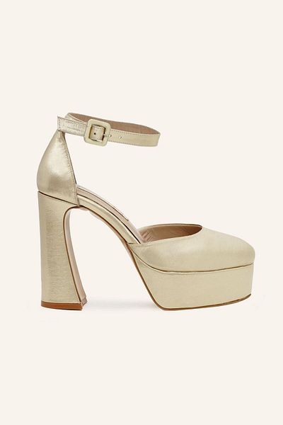 MARCATELLI Gold Turquoise Platform Shoes