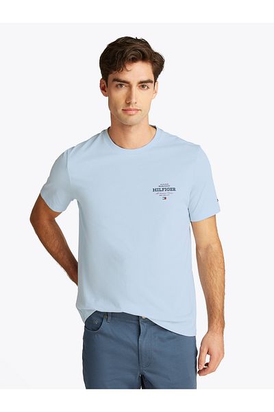 Tommy Hilfiger Men Breezy Blue Logo Crew Neck T-Shirt