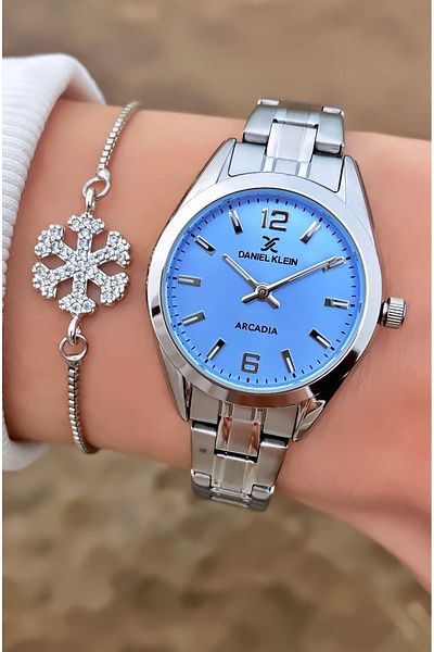 Daniel Klein Brand Silver Color Small Case Thin Band Women's Wristwatch - Bracelet Gift