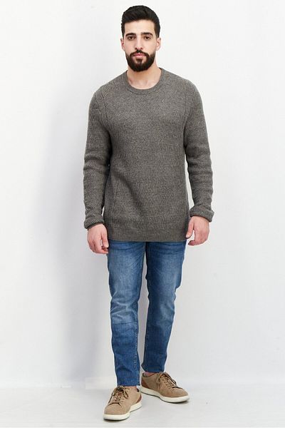 French Connection Men Crew Neck Long Sleeves Textured Sweatshirt, Grey