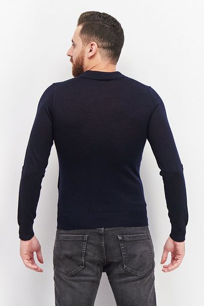 CELIO Men Spread Collar Long Sleeve Knitted Sweatshirts, Navy Blue