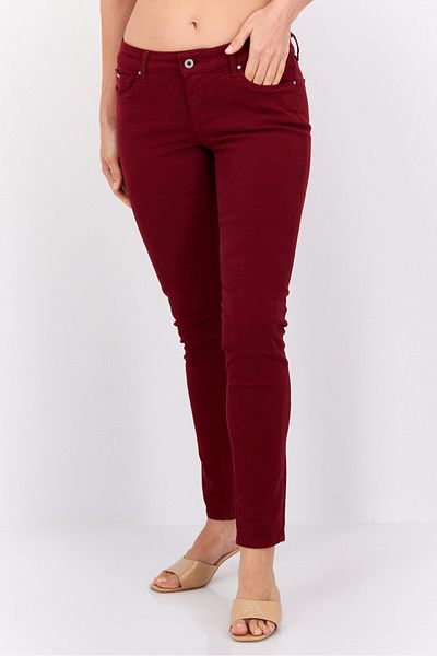 Pepe Jeans Women Skinny Fit Solid Stretchable Jeans, Maroon