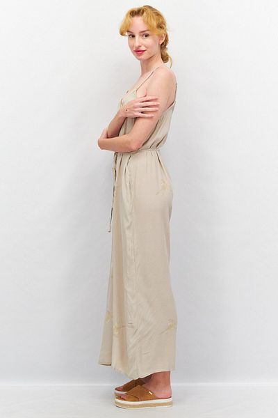 Grade & Gather Women Textured Sleeveless Jumpsuit, Light Grey