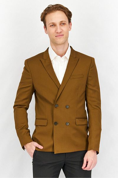 The Kooples بليزر رسمي سادة بقصّة عادية للرجال، بني