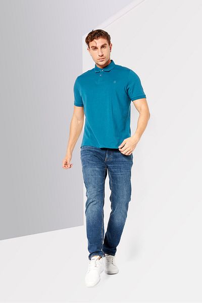 Dkny Men Regular Fit Embroidered Logo Short Sleeves Polo Shirt, Blue