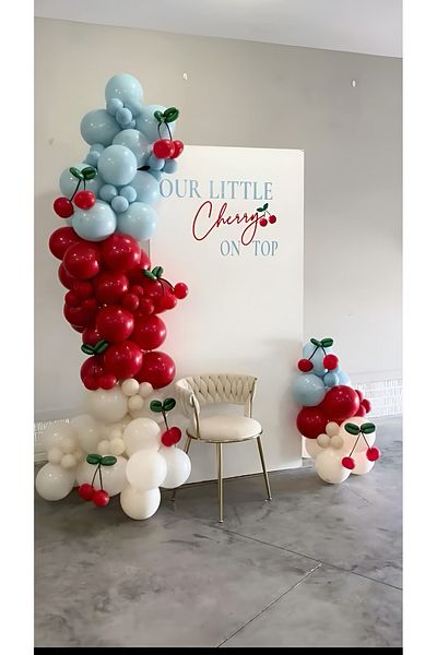 Parti Setim Blue Glass/ Deep Red/ Retro White Balloon Chain Set of 100