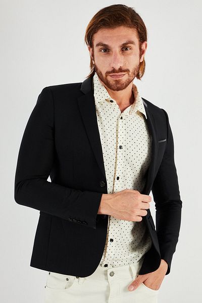 The Kooples Men Regular Fit Solid Formal Blazer, Black