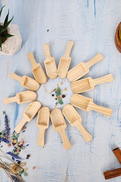 MONTESEV Narcissus Wooden Board Serving Spices Sugar Coffee Jam Spoon Spoon Set Wooden Spoon