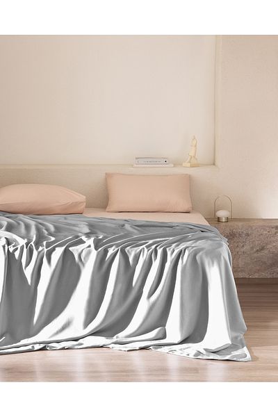 Madame Coco Ciel Single 100% Cotton Satin Duvet Cover - Gray