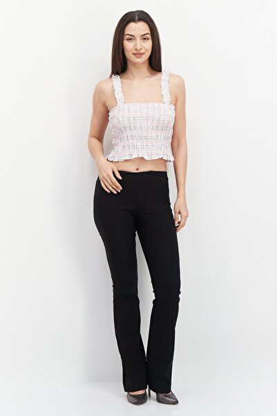 French Connection Women Square Neck Sleeveless Checkered Tank Top, Pink Combo