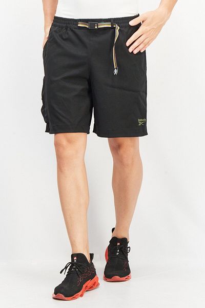 Reebok شورت تخييم رياضي رجالي، أسود