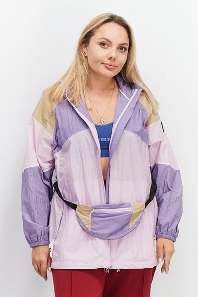 Aigle Women Hooded Long Sleeves Windbreaker Jacket With Fanny Pack Bag, Purple Combo