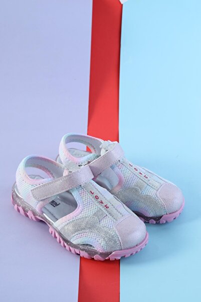 Moda Lime Girl Child Baby Velcro Orthopedic Low Sole Closed Front Patterned Daily Summer Sandals Slippers