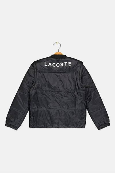 Lacoste Kids Boy Embroidered Logo Long Sleeve Puffer Jacket, Black