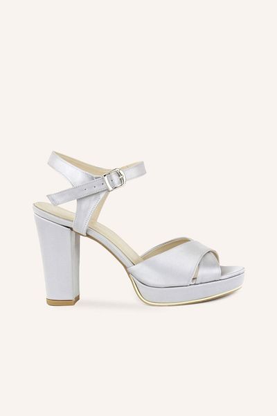 MARCATELLI Sandale cu toc Lindon din satin argintiu