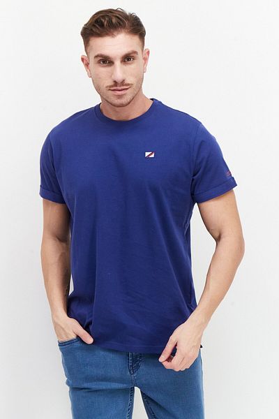 Pepe Jeans Men Round Neck Short Sleeves Brand Logo T-Shirt, Navy Blue Combo