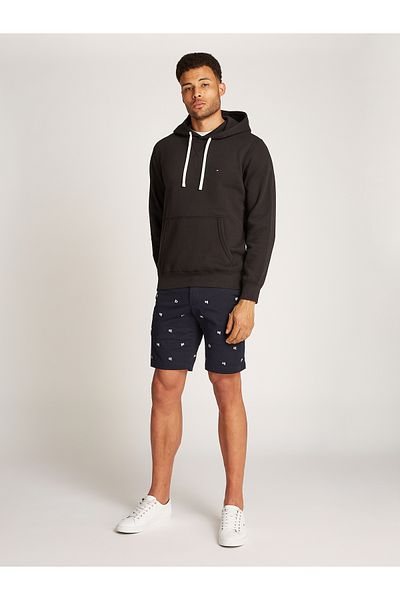 Tommy Hilfiger Tommy Hilfiger Men Black Essential Fleece Drawstring Pullover Hoodie