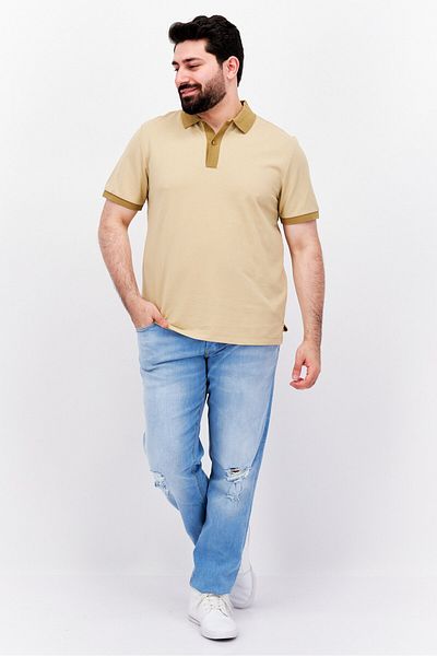 Esprit Men Regular Fit Plain Short Sleeve Polo Shirt, Khaki