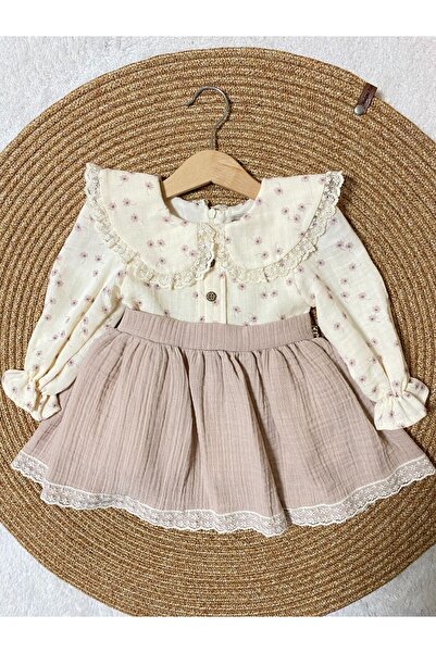 Cherrys Bebek BEBE YAKALI MÜSLİN ELBİSE