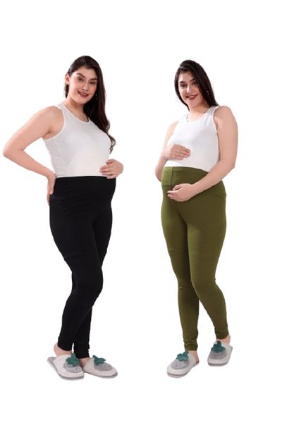 Tummy Pack of 2 Viscose Solid High Gaist Maternity Leggings