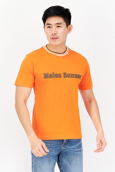 Wales Bonner Men Crew Neck Short Sleeves Brand Logo T-shirt, Orange