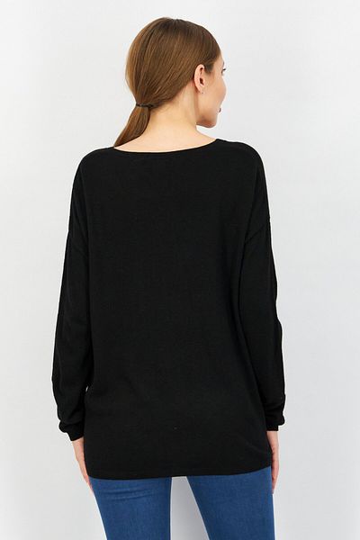 Esprit Women V-neck Long Sleeve Textured Sweater, Black