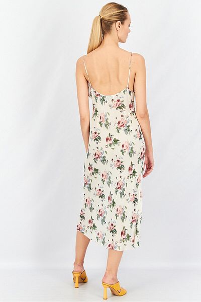Saint Laurent Women Floral Print Midi Dress, White Combo